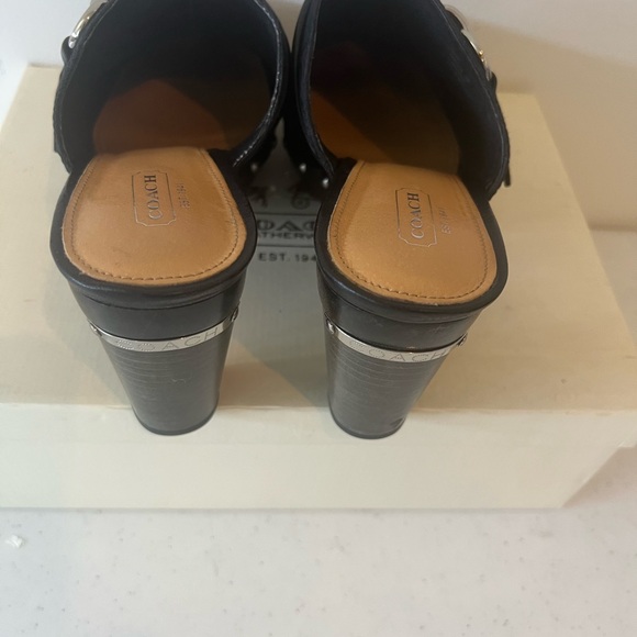 Coach Black Chunky Heel Mules 3 inch heel - Picture 4 of 6